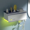 Induction lamp Plastic multifunction wallrackhairdrierhangerrackair blower holder shelf rack in bathroom