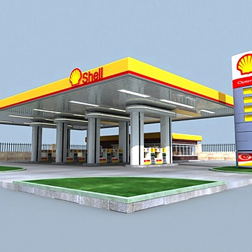Inexpensive Free Design Steel Structure Outdoor Petrol Fuel  Gas Station Canopy Construction