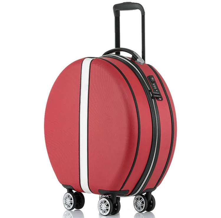 Ins Hot Popular ABS+PC 18&quot; Round Red Black Cute Fashion Lady Trolley Travel Luggage Bag Girl Cosmetic Make Up Handbag TSA Lock