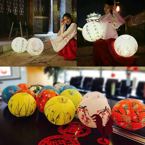 Buy Japanese Cherry Paper Lantern Chinese Red Plum Blossom Lantern from ...