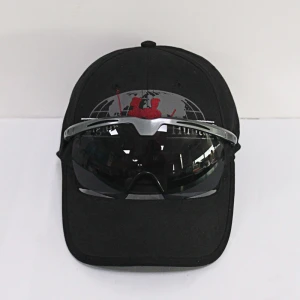Kaavie custom made black cool baseball cap embroidery 6 panel baseball hat with sunglass holder