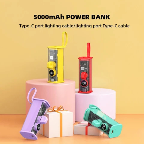 KC 5000mAh Locomotive Style Emergency Mini PD 22.5W Fast Charge Pocket Gift Power Bank