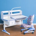 Kids Ergonomic adjustable height children desk and chair school furniture with table lamp