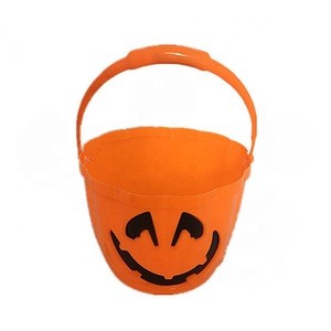 Kids Toy Candy Bag Glitter Plastic Flash Pumpkin Bucket Prop Trick Or Treat LED Light Up Halloween Basket