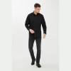 Kigili Business Long Sleeve Black Figured Self Patterned Classic Casual Shirt Mens Casual and Shirts Made in Turkey, OEM and ODM