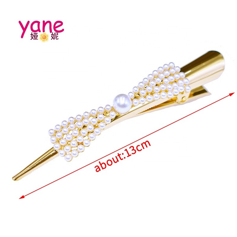 Korean large coils of hair accessories fashion pearl hairpin duck bill clip hot selling foreign jewelry pearl horn clip