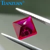Lab Created Synthetic Corundum ruby 5# with inclusions square princess Shape Natural Cut Loose Gemstones