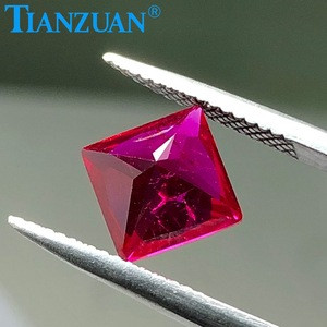 Lab Created Synthetic Corundum ruby 5# with inclusions square princess Shape Natural Cut Loose Gemstones