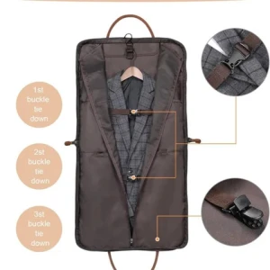 Large capacity mens Suit bag canvas leather trim clothing bag Travel short vacation business trip storage Duffel Bag