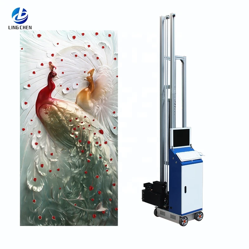Large-scale indoor and outdoor wall automatic printing equipment vertical glass wheel inkjet printer