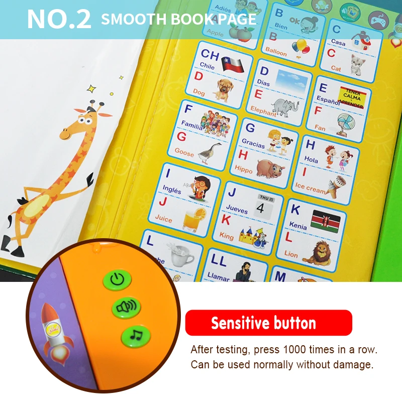 LEADING TOY SUPPLIERS Custom Touch Screen Board Button Modules Animal Learning Bilingual Sound Book For Children #E-14