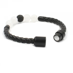 Leather Healing Reiki Gem Stone Agate Stone Lava Stone Bracelet Distance Leather Magnetic Clasp Customize Bracelet