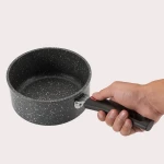 Linsen 1.3L Milk Pot Sauce Pan Marble Coating Aluminum Die Cast Nonstick Cookware Sets  Induction Cooking Pots With Lid