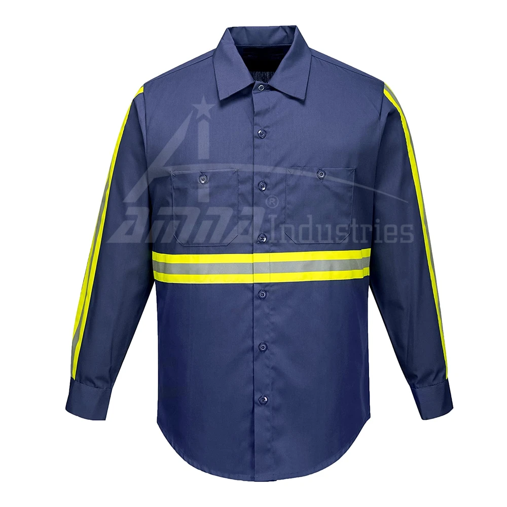 Long Sleeve Reflective Safety Shirt Top Quality Custom Made Safety Shirt For Men