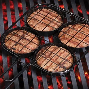 Low MOQ!!!BBQ Grill Accessories Set as Hamburger Grill Basket with Locking Grill Handle for Outdoor