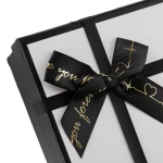 Luxury Custom Different Size Black White Cardboard Paper Wedding Gift Packaging Hard Boxes With Ribbon