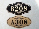 Luxury golden embossed acrylic apartment door number plate for sale