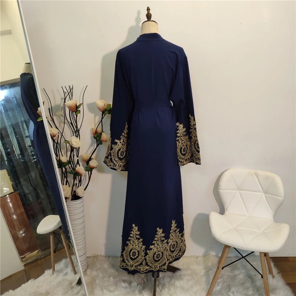Luxury lace embroidery cardigan turkish cardigan Robe Muslim Clothing Islamic dress