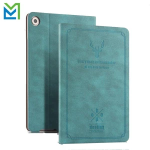 Luxury leather tablet cover with deer logo,durable stand tablet case for Huawei M5 tablet,10.1inch fashion tablet pc case