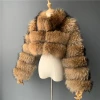 Luxury Women Fur Bomber Coat New Fashion Winter Warm Lady Real Raccoon Fur Coats
