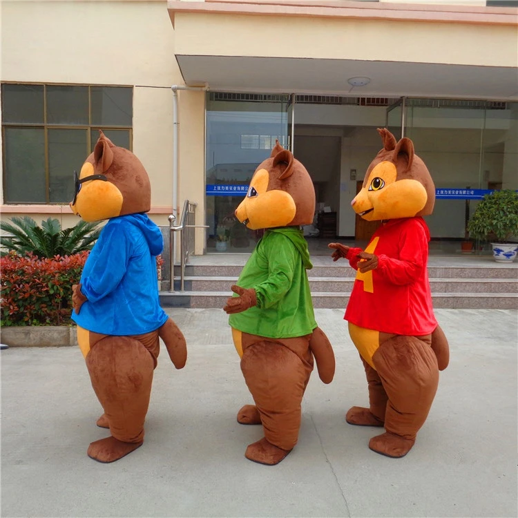 Manlian Cartoon advertising plush adult alvin and the chipmunks mascot costumes for adults