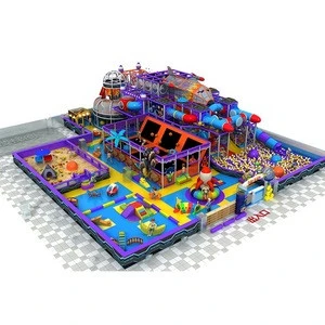 Manufacturer business plan colorful children space theme kids indoor playground with trampoline