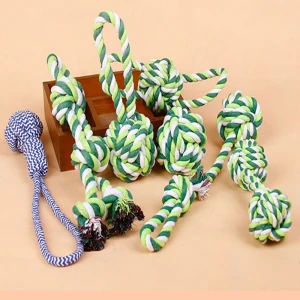 Manufacturer wholesale OEM custom logo 6 pack bite resistance green durable rope ball set pet dog rope toys