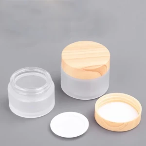 Manufacturers spot water wood grain cover 60ml80ml glass bottle with cream lotion spray cosmetic liquid packaging perfume bottle