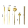 Matte gold flatware cutlery set korean stainless steel chopsticks flatware gold