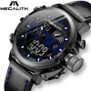 MEGALITHSport Chronograph Quartz Multifunction Watches Men Dual Display Waterproof Luminous Wrist Watches For Men&#39;s Clock