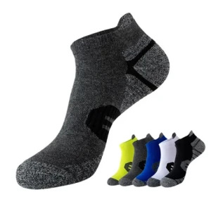 Mens High Quality Sports Spandex Socks Sweat Absorbent Breathable Non-Slip Outdoor Ankle Running Basketball Socks Logo Grip