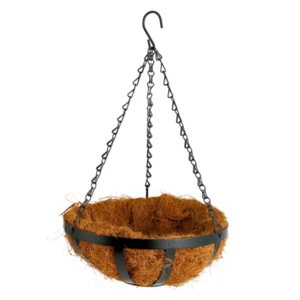 Metal Hanging Basket Planter /Flat Iron Hanging Flower Pot Basket Plante/ Garden Home Iron Flower Basket With Coco Coir Liner