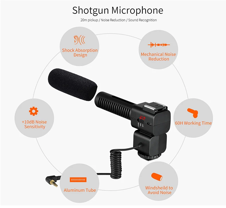 Microphone for DSLR Camera Camcorder Smartphone ORDRO External DSLR Microphone for Nikon/Canon DV