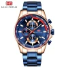 MINI FOCUS MF0218G Storage creative Analog Watch 3 dial Chronograph Stainless Steel Strap king formal high quality watch for men