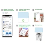 Mini Printer, Portable Thermal Printer, Sticker Printer Wireless Printer Inkless, Compatible with iOS for Learning Assistance