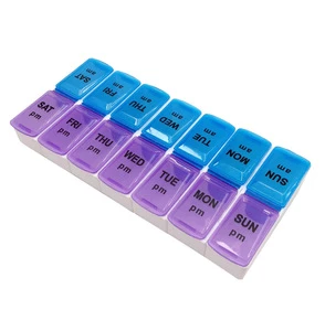 MM-PB019 Detachable 14 Plastic Supplement Capsule Case 7 Day Am/Pm Pill Box Organizer Medicines Storage Box