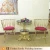 Import Modern  luxury  gold stainless steel glass  top metal tea table with  chairs from China