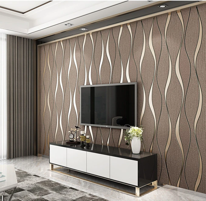 Moisture-Proof Luxury european-style deerskin flocking wallpaper rolls non-woven wallpaper  for home decoration