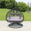 Most comfortable metal swing chair with thick comfortable cushion rattan wicker double hanging chair
