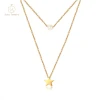 NC-426 Wholesale temperament 40.5+4CM stainless steel simple star + imitation pearl double layer gold ladies necklace