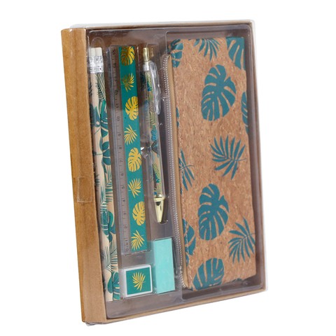 New arrival eco friendly pencil case set in craft box for school and office, recycled stationery set