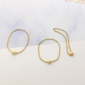 New Arrival Genuine 18K Gold Chain Ring Jewelry, Cheap Wholesale Trendy 18K Real Gold Chain Finger Ring Jewelry