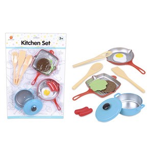 New children furnitures kitchen square frying pan set with handle role play toys