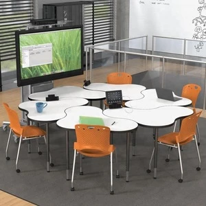New Design Combination Polygon Table Chairs Combo School Furniture Table Chair Set For University School//