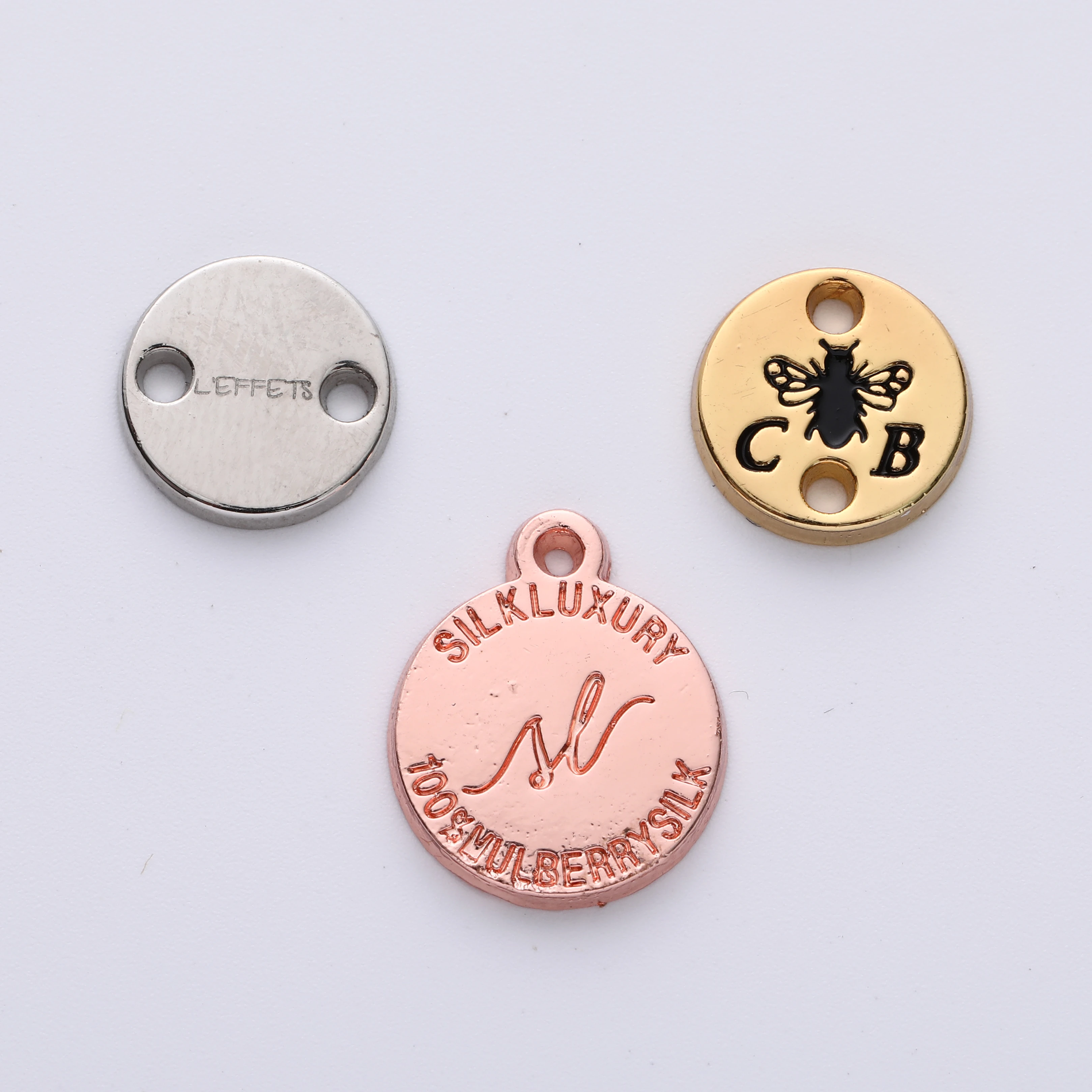 New metal accessories two holes sewing metal label clothing tag for swimwear