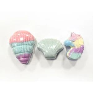 new product private label rainbow seashell mermaid uni corn bath fizzer