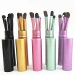 New Professional Pony Hair Eyeshadow Brushes Set & Kits 5 pcs Makeup Brushes For Eye Makeup Tool Kit + Round Tube