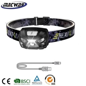 NEW Style High Power Rechargeable Motion Sensor Headlamp USB Rechargeable Red 3W Led Headlamp