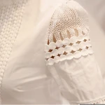 New Women Blouses Slim Bottoming Long-sleeve White Shirt Lace Hook Flower Hollow Plus Size S-5XL