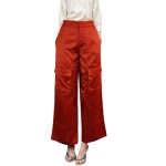 New Womens Spring Wide Leg Pants Breathable Anti-Wrinkle & Windproof Knitting Fabric Mid-Waist with Buttons Fly Loose Fit